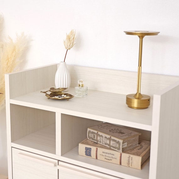 スリム設計のモダンキャビネット 扉 (高さ120cm WH木目) 5枚目画像