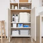 スリム設計のモダンキャビネット 扉 (高さ120cm WH木目) 7枚目画像