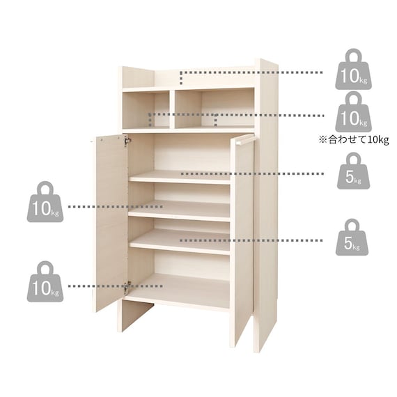 スリム設計のモダンキャビネット 扉 (高さ120cm WH木目) 14枚目画像