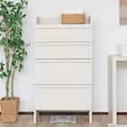 スリム設計のモダンキャビネット 引き出し (高さ120cm WH木目) 1枚目画像