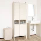 スリム設計のモダンキャビネット 扉 (高さ180cm WH木目) 1枚目画像