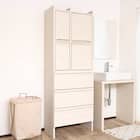 スリム設計のモダンキャビネット 引き出し3段 (高さ180cm WH木目) 1枚目画像