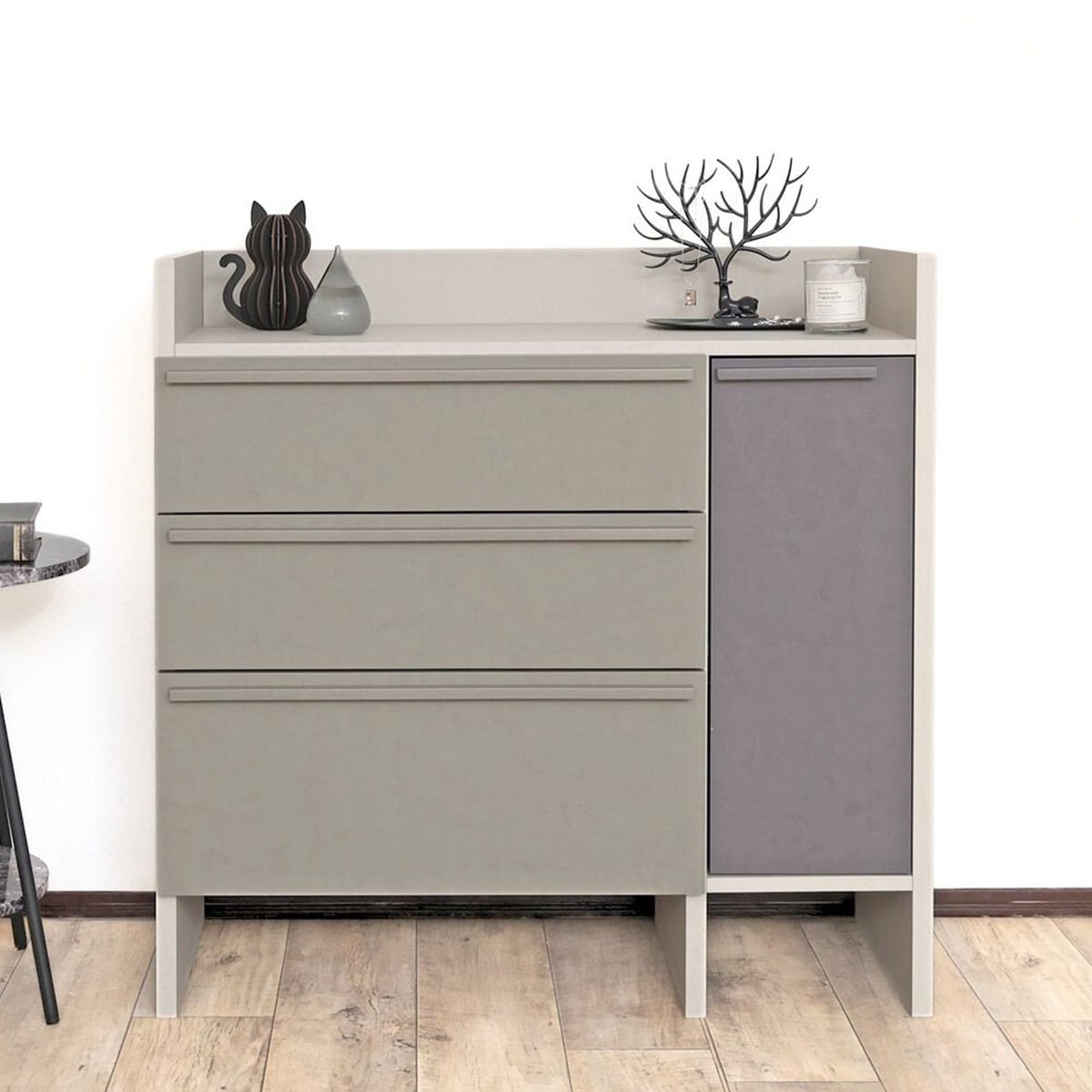 スリム設計のモダンキャビネット (幅90cm GY) | ニトリネット【公式