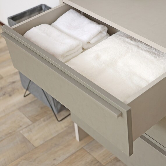 スリム設計のモダンキャビネット (幅90cm GY) 6枚目画像