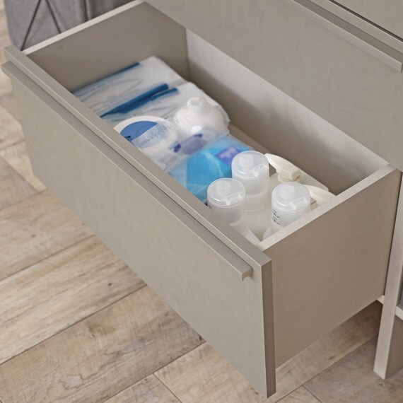 スリム設計のモダンキャビネット (幅90cm GY) 7枚目画像