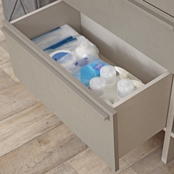 スリム設計のモダンキャビネット (幅90cm GY) 7枚目画像