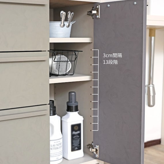 スリム設計のモダンキャビネット (幅90cm GY) 12枚目画像