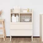 スリム設計のモダンキャビネット (幅64cm WH木目) 1枚目画像