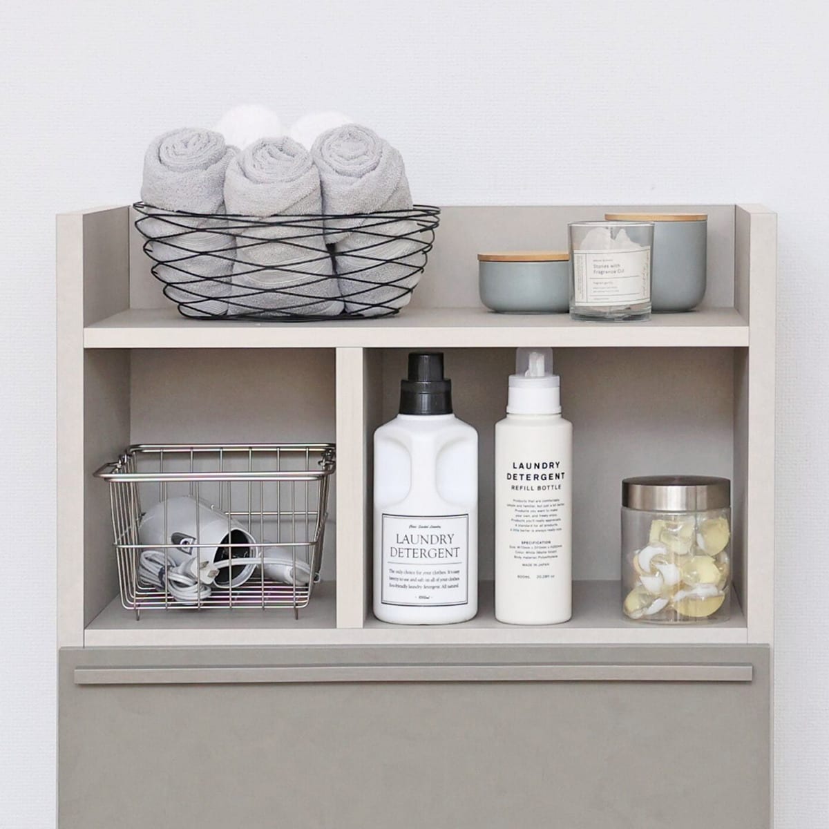 スリム設計のモダンキャビネット (幅64cm GY) | ニトリネット【公式