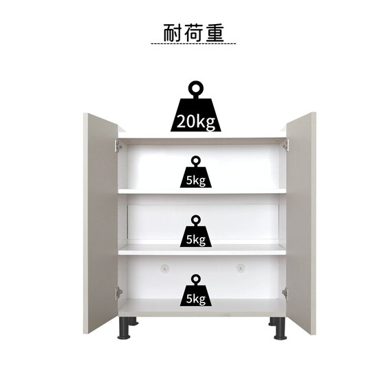 塗り壁調モダンキャビネット (2枚扉 幅70cm OWH/WH) | ニトリネット 