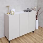 塗り壁調モダンキャビネット (3枚扉 幅105cm OWH/WH) 1枚目画像