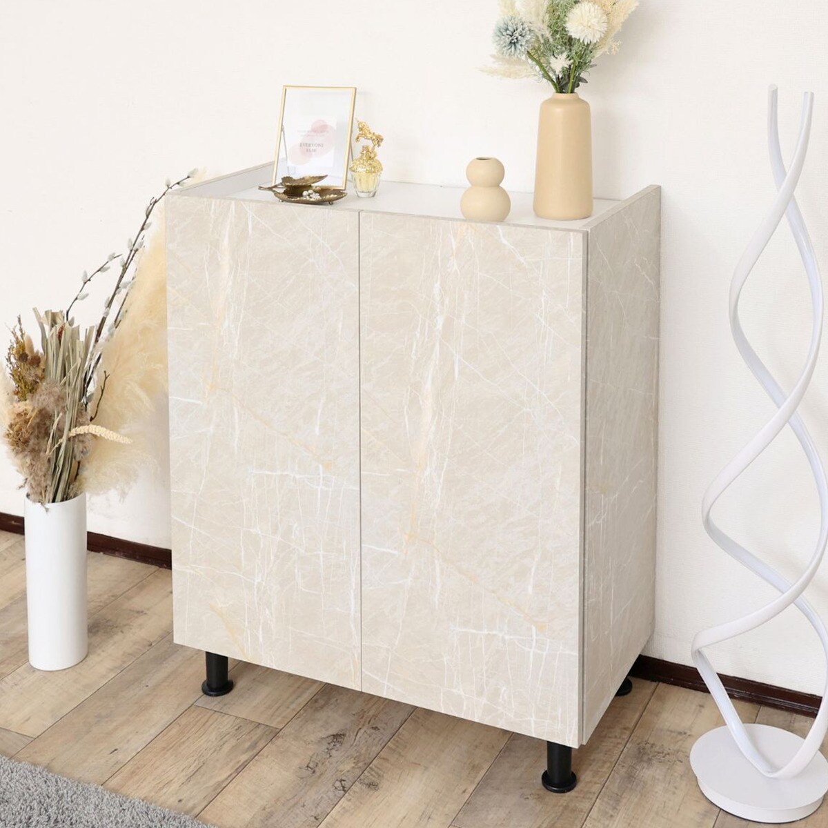 石目柄キャビネット (幅70cm ストーンホワイト) | ニトリネット【公式