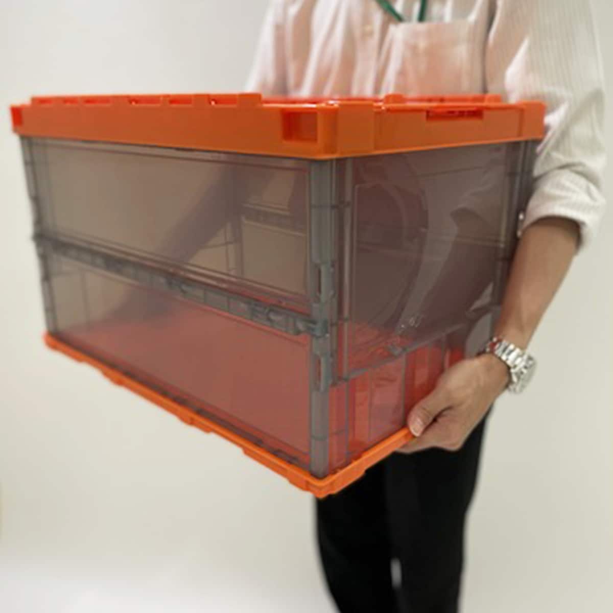 TRUSCO 折りたたみコンテナスケルコン 薄型タイプ スライドロックフタ