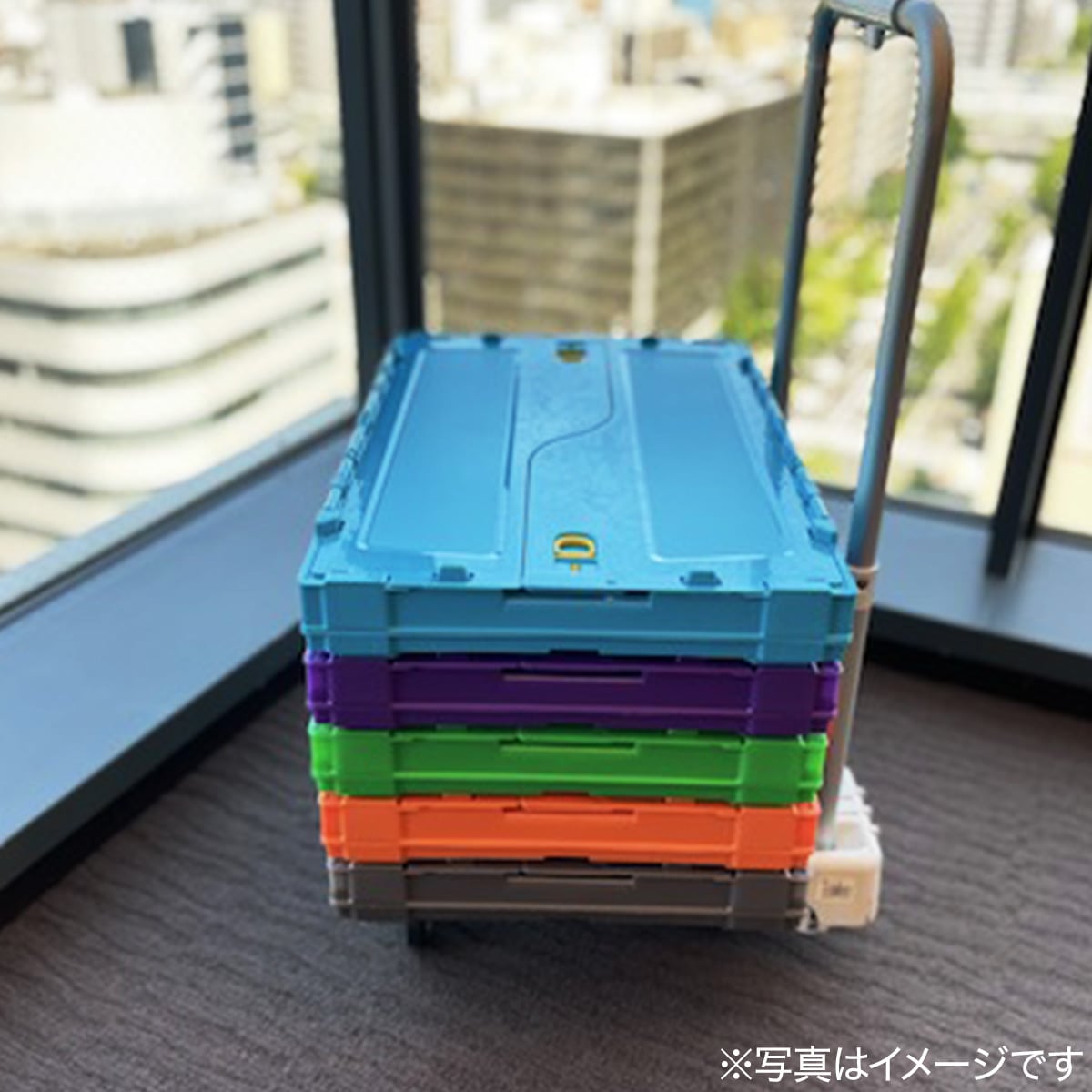 TRUSCO 折りたたみコンテナスケルコン 薄型タイプ スライドロックフタ