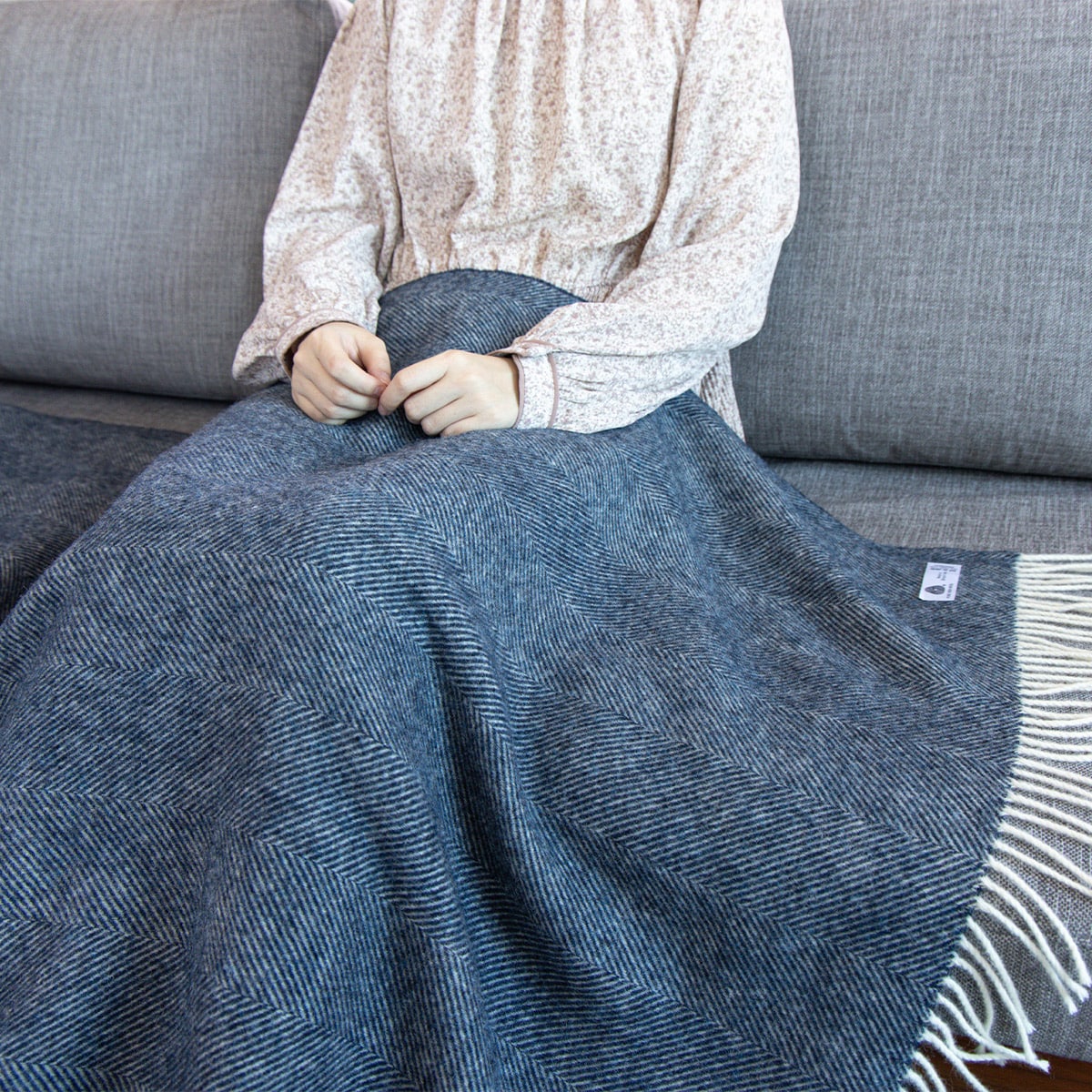 ウール　ブランケット　星型　ネイビー　JJ Textile　イギリス製　ブルー ウール ブランケット 星型 ネイビー JJ Textile イギリス製 ブルー