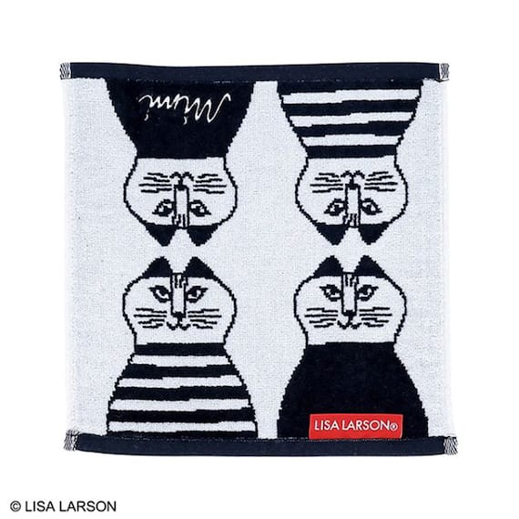 LISA LARSON ハンドタオル 25×25cm(モノクロミンミ) 1枚目画像