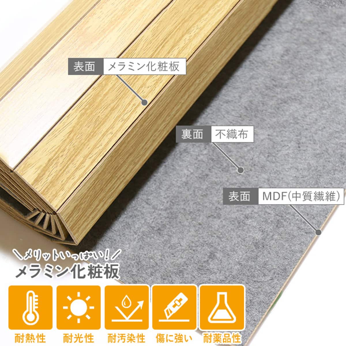 キズ・汚れに強いウッドカーペット 江戸間6畳(ウッディ/オーク