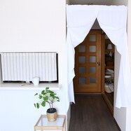 くるみボタンの2WAYドレープパーテーション (エクリュ)