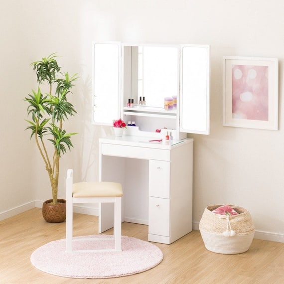 三面鏡ドレッサー(DR2 WH) 1枚目画像