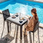 ラタン調ガーデンテーブル+肘無しチェア3点セット(PXY80) 1枚目画像