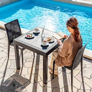 ラタン調ガーデンテーブル+チェア3点セット(PXY80)【期間限定価格:11/28~1/5まで】