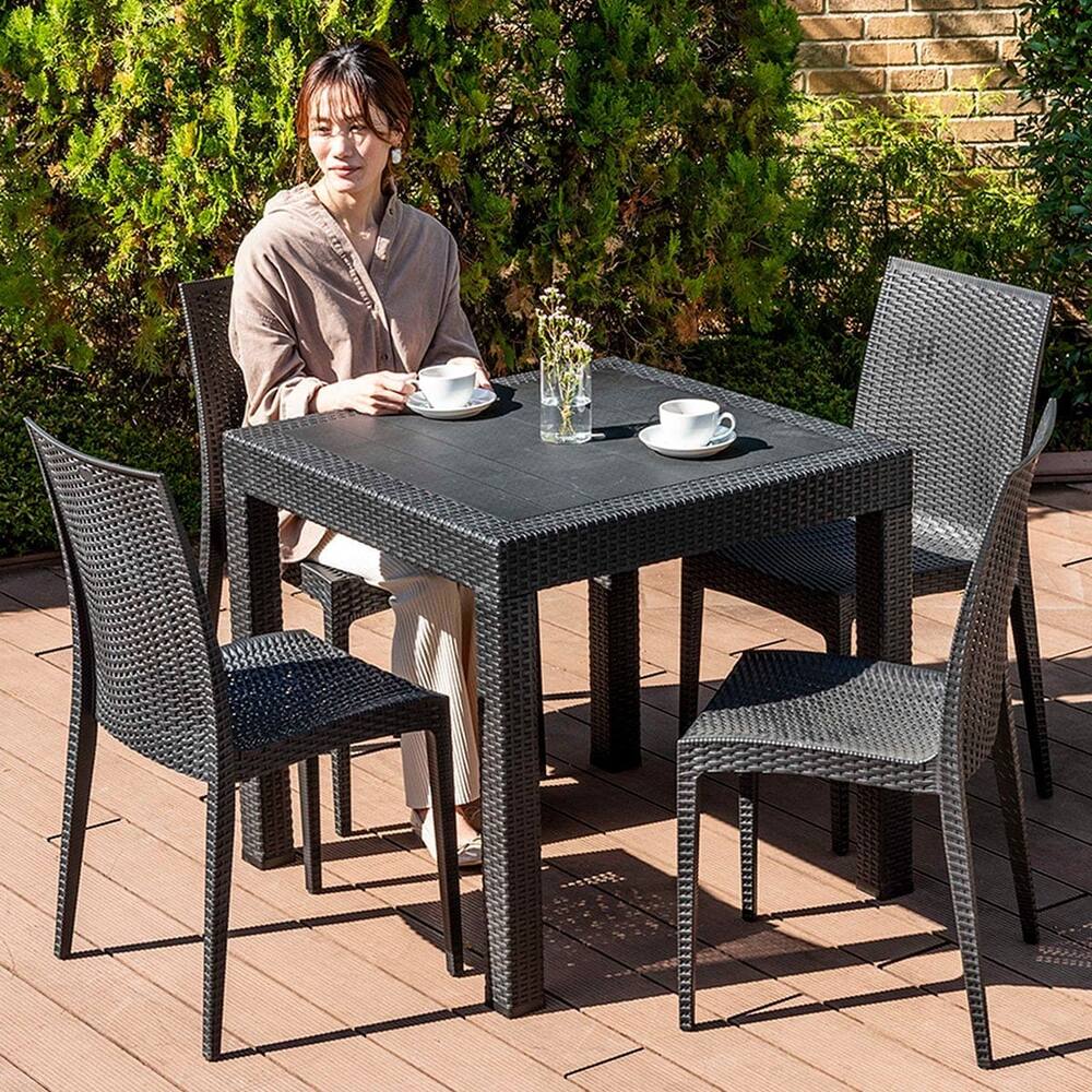 新品‼︎ おしゃれなエクステリア伸長式ガーデンテーブル チェア5点  