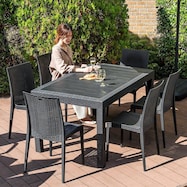 ラタン調ガーデンテーブル+チェア7点セット(PXY150)【期間限定価格:11/28~1/5まで】