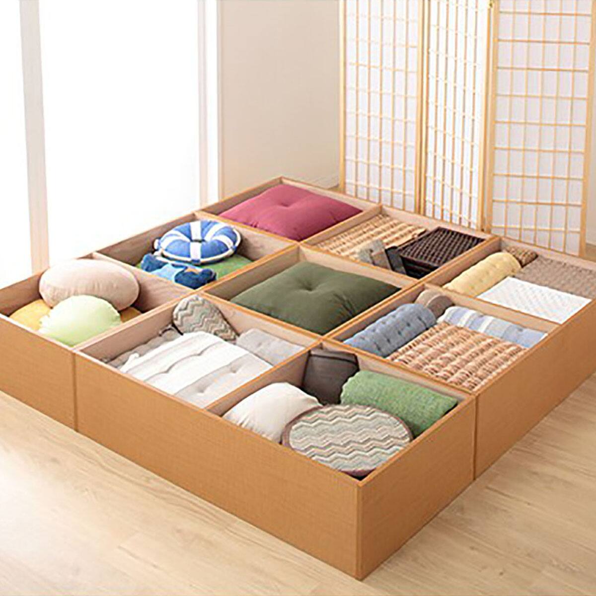 い草畳収納ユニット正方形ロータイプセット180×180cm (L1200/L600 DBR