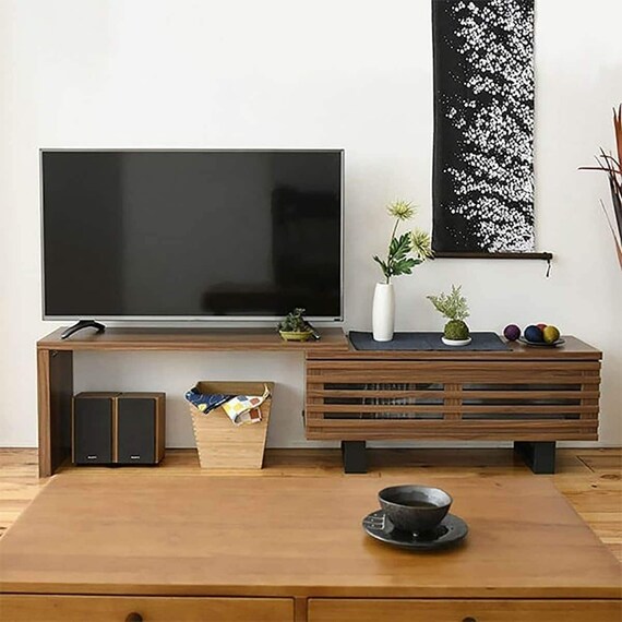 幅が伸縮する和モダンタイプのテレビ台 (BR) 1枚目画像