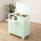 たっぷり収納コスメドレッサーワゴン(ライトグリーン) 1枚目画像