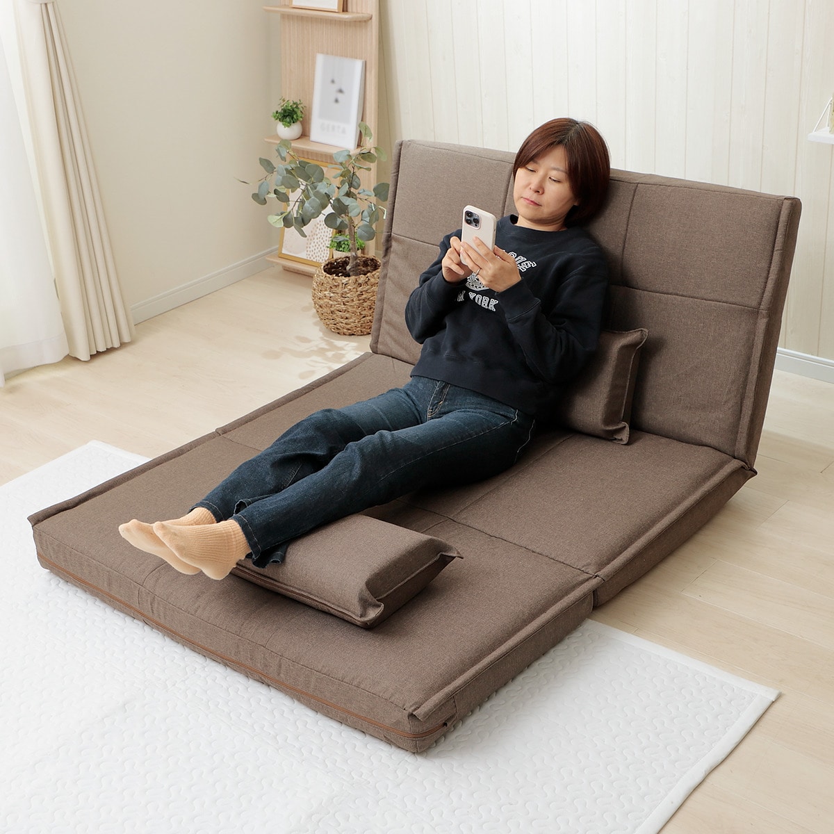 リクライニングソファベッド 布張りタイプ (リズム BR) | ニトリネット