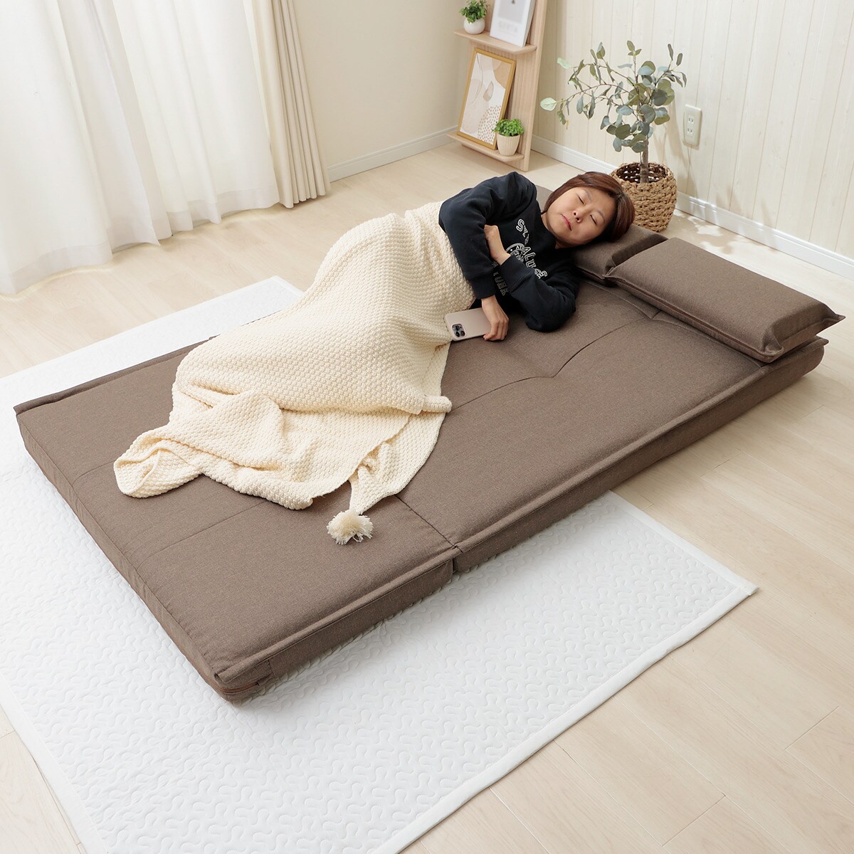 リクライニングソファベッド 布張りタイプ (リズム BR) | ニトリネット