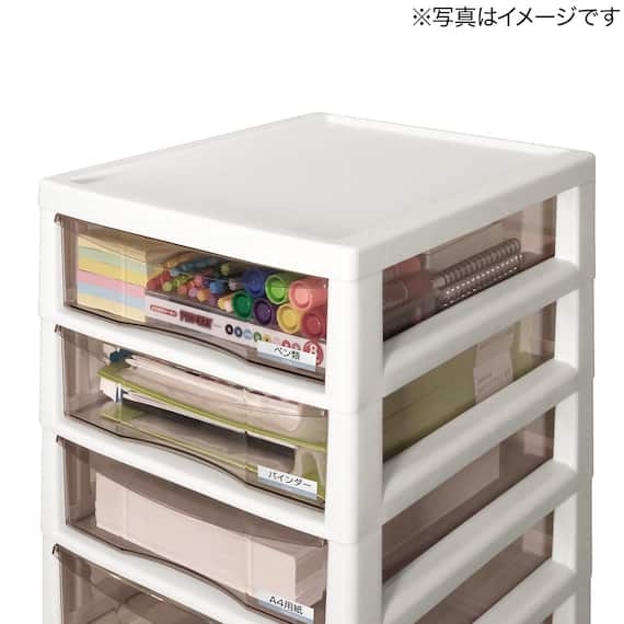 文具・書類整理に便利な深型クリアチェスト(6段 アイボリー) 3枚目画像