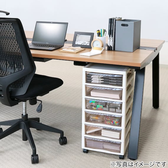 文具・書類整理に便利な深型クリアチェスト(6段 アイボリー) 5枚目画像