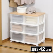 キャスター付き 強化天板クローゼットチェスト