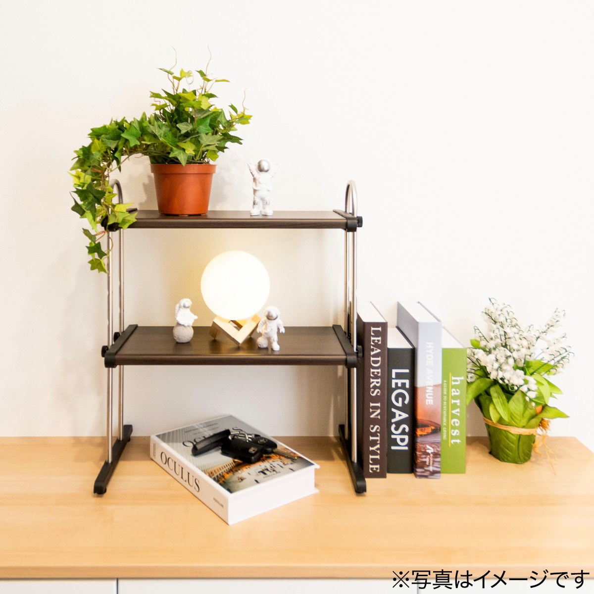 木目調2段ラック(幅40cm)