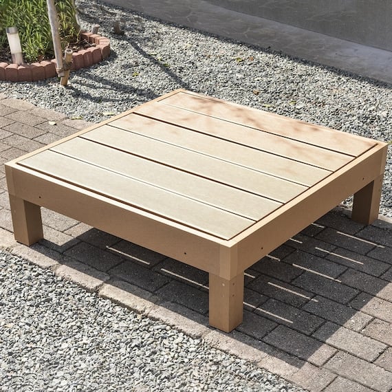 人工木縁台(90×90cm ライトブラウン) 1枚目画像