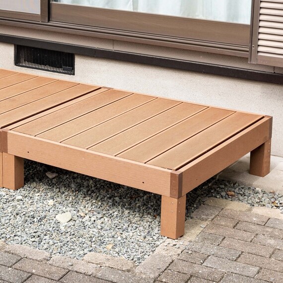 人工木縁台(90×90cm ブラウン) 1枚目画像