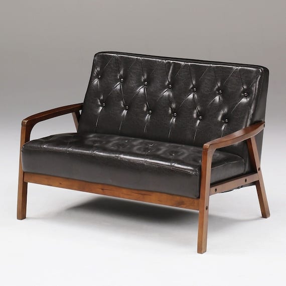 2人掛けソファ 合皮タイプ (オッジ DBR) 1枚目画像