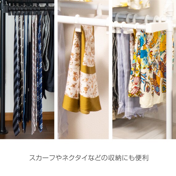 【簡単】ワンタッチ式 突っ張りハンガートリプル スラックスハンガー付き(ブラック) 8枚目画像