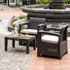 ラタン調ガーデンソファ3点セット(LZN ブラウン) 1枚目画像