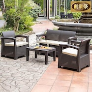 ラタン調ガーデンソファ4点セット(LZN)【期間限定価格:11/28~1/5まで】