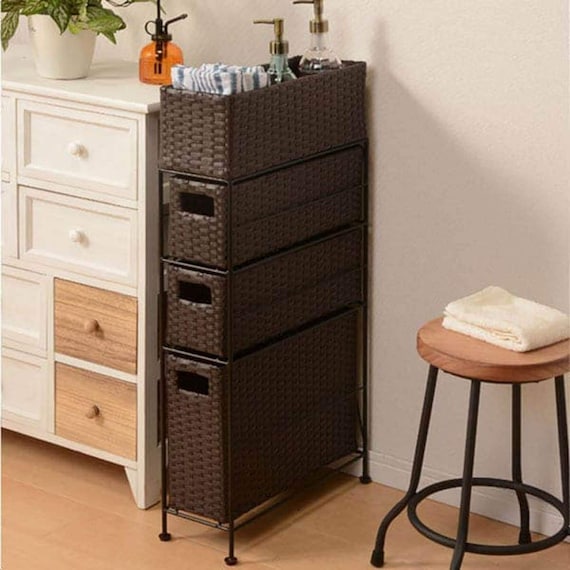 ランドリーすき間チェスト ダークブラウン(RAN-2405) 1枚目画像