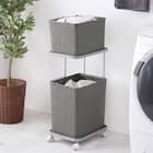 水に強いランドリー収納(角型 バスケット2杯タイプ グレー) 1枚目画像