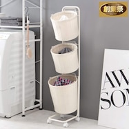 水に強いランドリー収納(丸型 バスケット3杯タイプ)【期間限定価格:11/28~1/5まで】