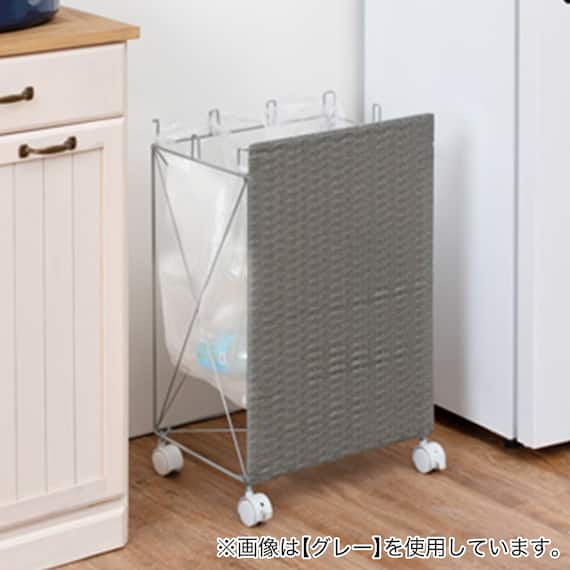 目隠し分別ダストワゴン(横型 ホワイト) 2枚目画像