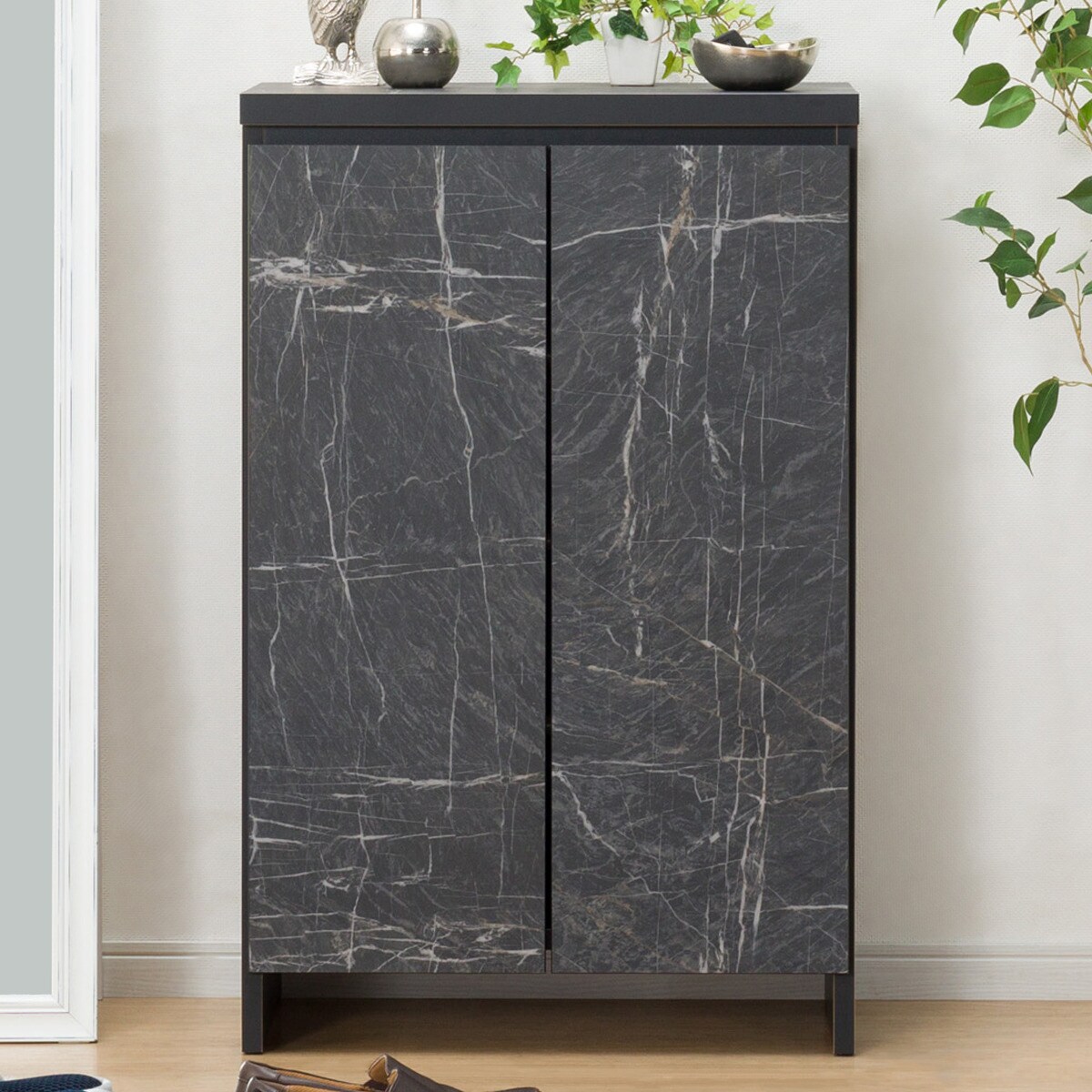 大理石調シューズラック(ロータイプ 幅60cm ブラック) | ニトリネット