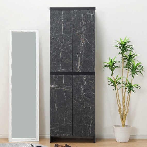 大理石調シューズラック(ハイタイプ 幅60cm ブラック) 2枚目画像