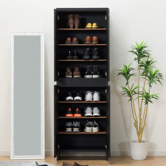 大理石調シューズラック(ハイタイプ 幅60cm ブラック) 3枚目画像