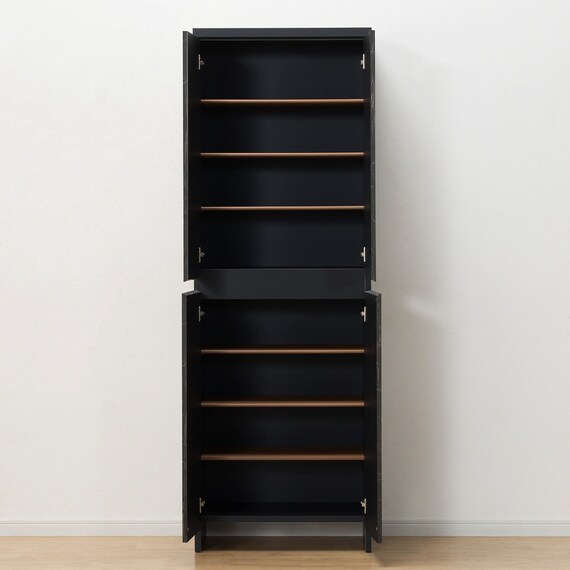 大理石調シューズラック(ハイタイプ 幅60cm ブラック) 6枚目画像